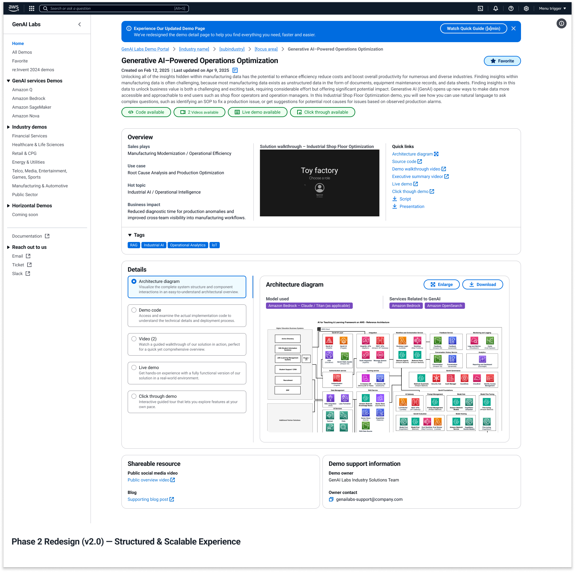 Phase 2 Demo Detail Page redesign
