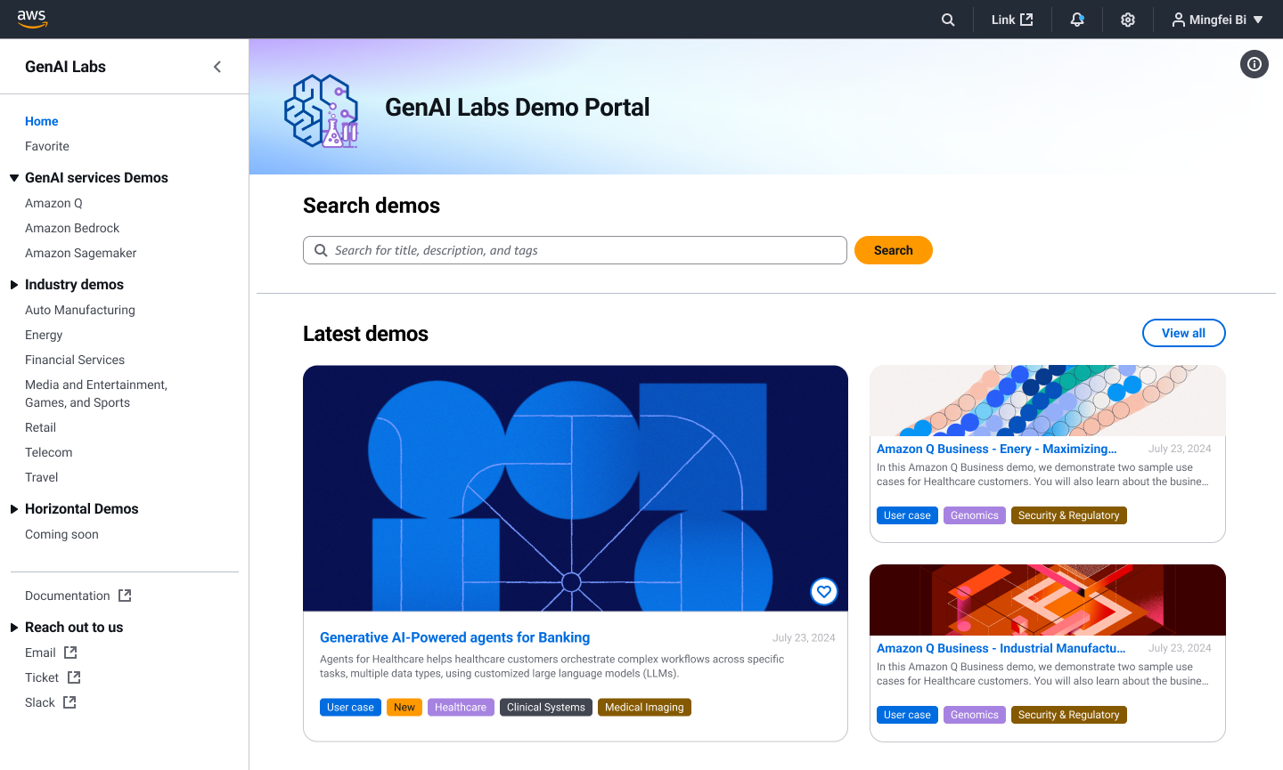 AWS GenAI Labs Demo Portal